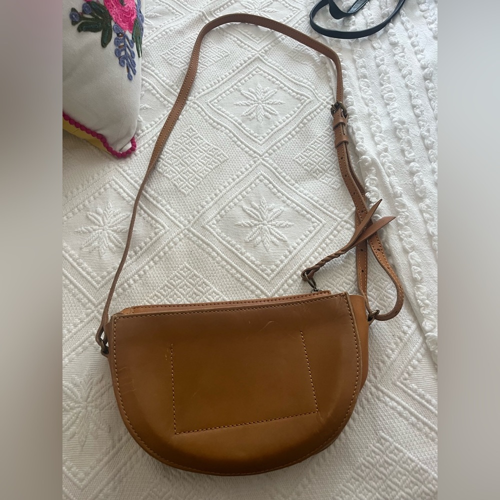 Madewell half moon Tan Leather Crossbody Bag